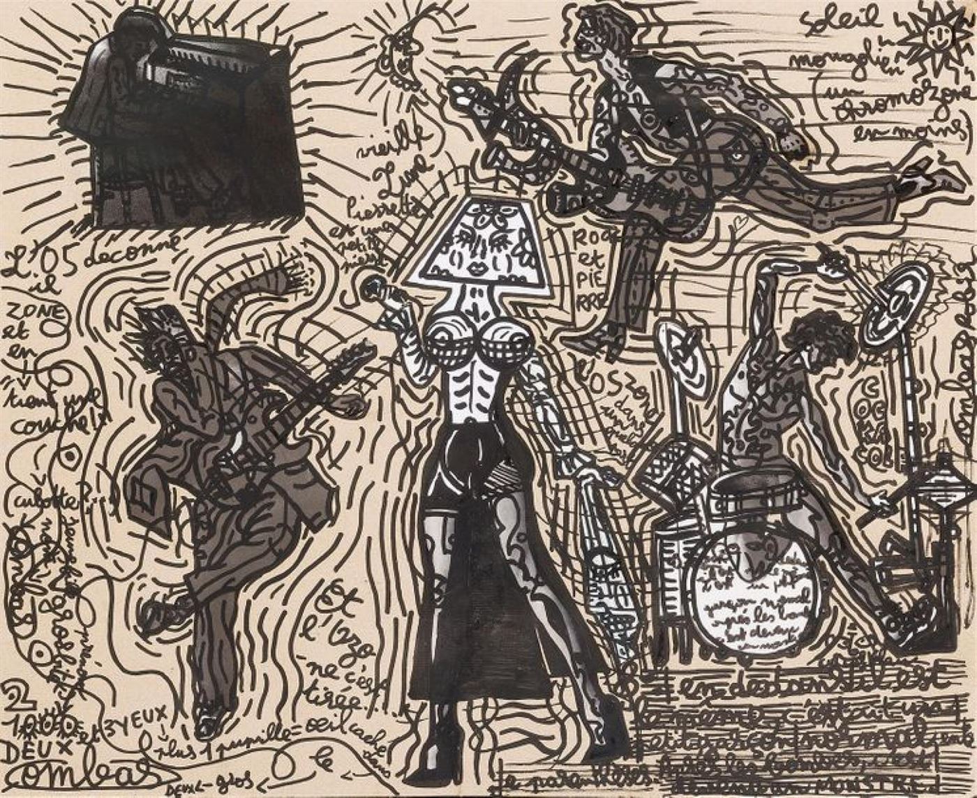 Robert Combas technique mixte sur papier
