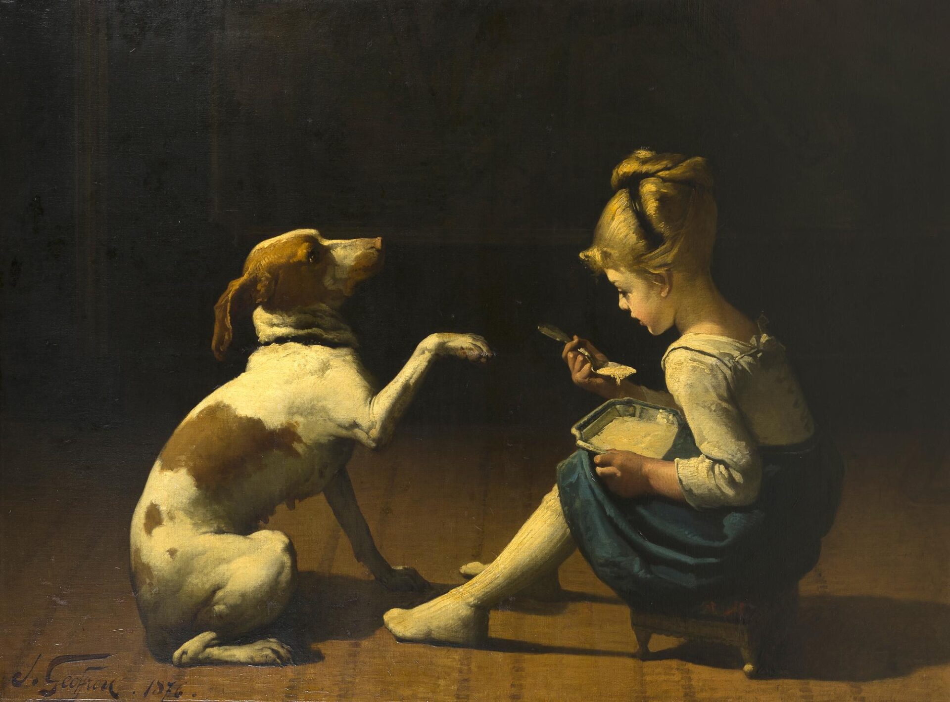 Géo Geoffroy (1853-1924) Jeune fille et son chien.