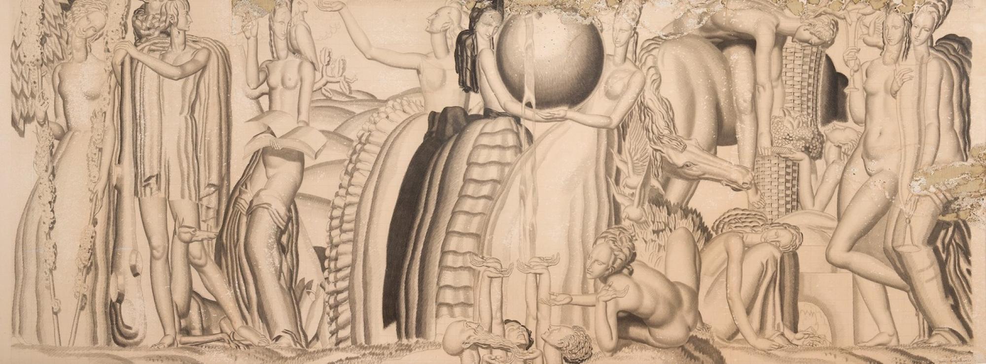 Jean Dupas Dessin préparatoire pour la vigne et le vin